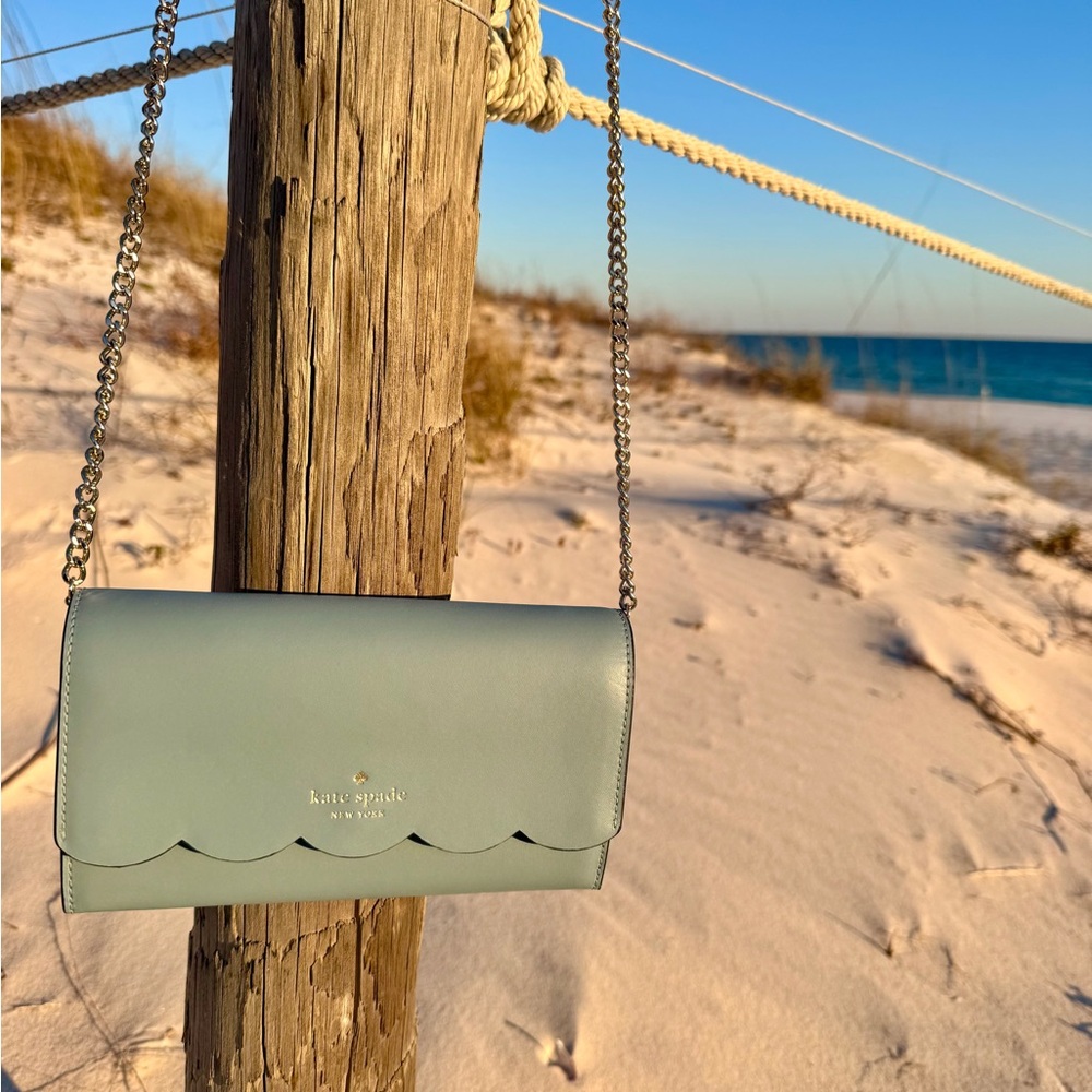 Kate Spade Sky Blue Scalloped Crossbody Bag